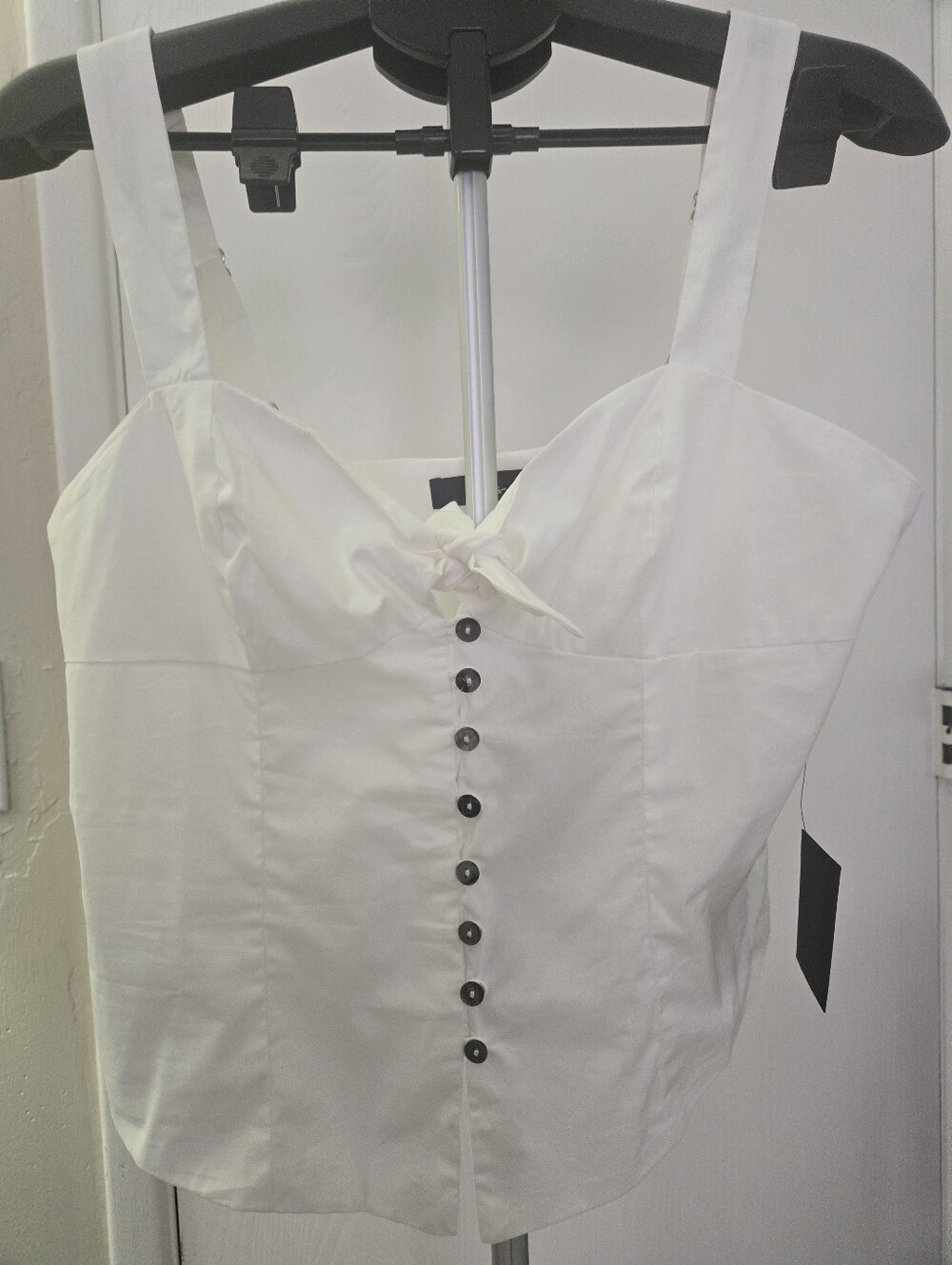 Lulu's White Tie-Front Bustier Top Large
